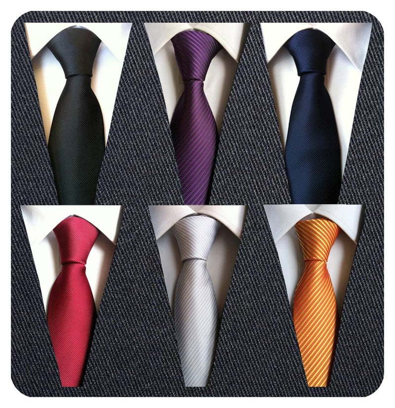 Adulove Men's Necktie Classic Silk Tie Woven Jacquard Neck Ties 6 PCS - Image 1